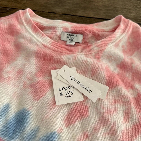 NWT Crown & Ivy Girls XL Rainbow Tie Dye Pullover Sweatshirt Top Oversized New - Picture 3 of 6